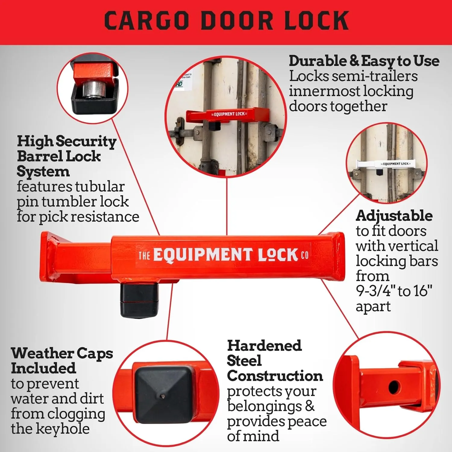 Equipment Lock Cargo Door Lock - Powder Coated Steel, Maximum Security Semi Trailer Door Lock - Semi Truck Accessories and Trailer Security (Keyed Alike)