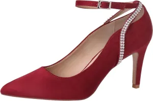 ERIJUNOR E3902 Women Comfortable Faux Suede Middle Heel Rhinestone Evening Prom Wedding Shoes