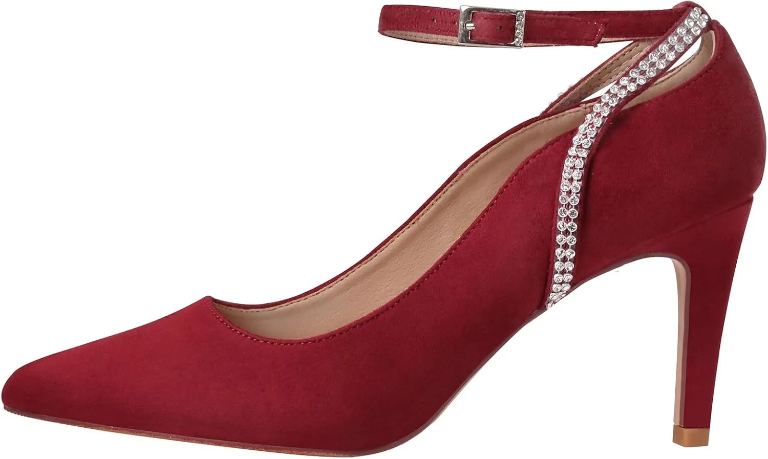 ERIJUNOR E3902 Women Comfortable Faux Suede Middle Heel Rhinestone Evening Prom Wedding Shoes