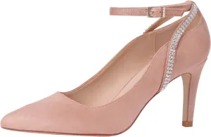 ERIJUNOR E3902 Women Comfortable Faux Suede Middle Heel Rhinestone Evening Prom Wedding Shoes