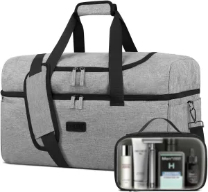 ETRONIK Travel Bag - Duffle with Shoe Compartment, Carry-On Weekender for Men, Women, Gym, Luggage, Grey