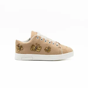 Eva Luxury Desert Storm Suede Handmade Embellished Tennis Shoe
