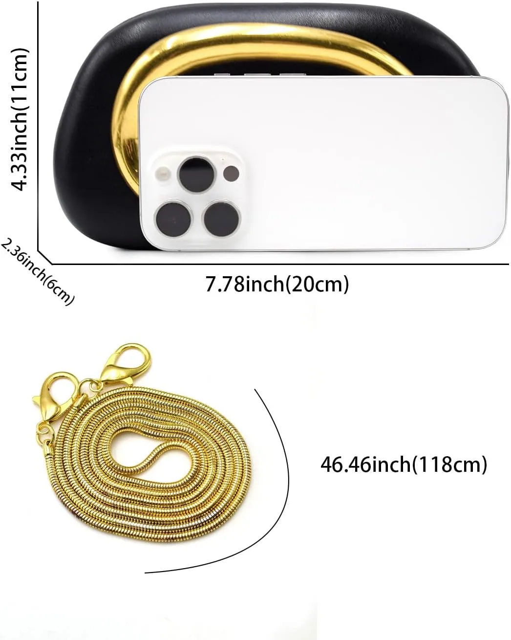 Evening Clutch Purse for Women, PU Leather Purse Evening Handbags Metal Chain Shoulder Bag, Crossbody Bag