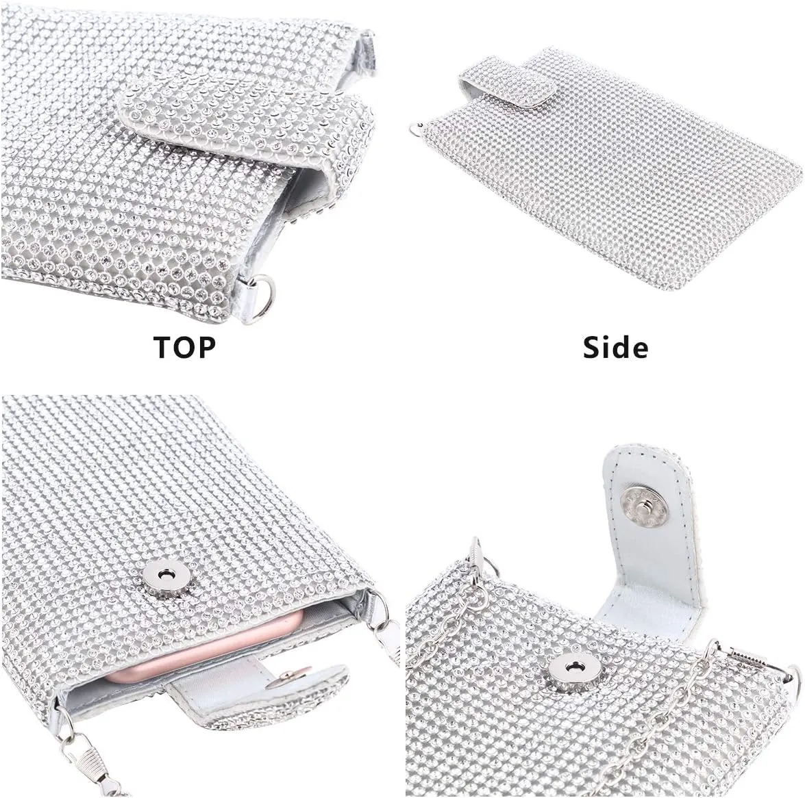 Evening Handbags Clutch Purses for Women Metal mesh Small Crossbody Bag Cell Phone Purse Wallet