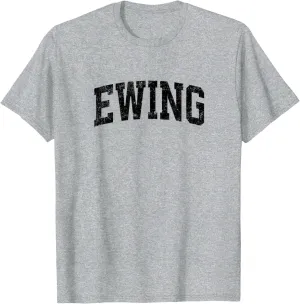 Ewing New Jersey NJ Vintage Athletic Sports Black Design T-Shirt