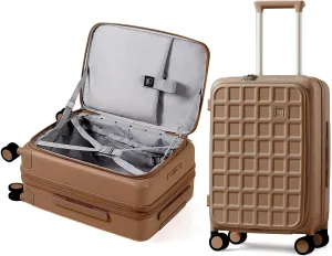 Expandable Top Opening Carry On Luggage Airline Approved, 20 Inch Lightweight Hardside Carry On Suitcase with Spinner Wheels, Travel Luggage for Women Men, Chocolate Brown