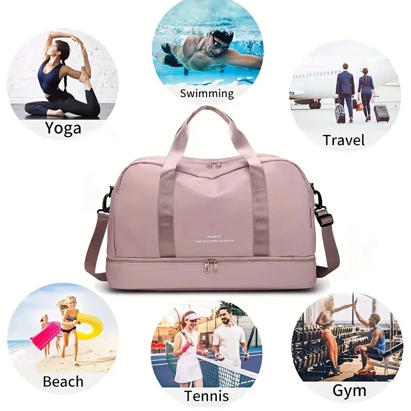 Expandable Travel Duffle Bag for Women – Large Capacity Sports Handbag, Fitness Bag, Weekend Overnight Bag