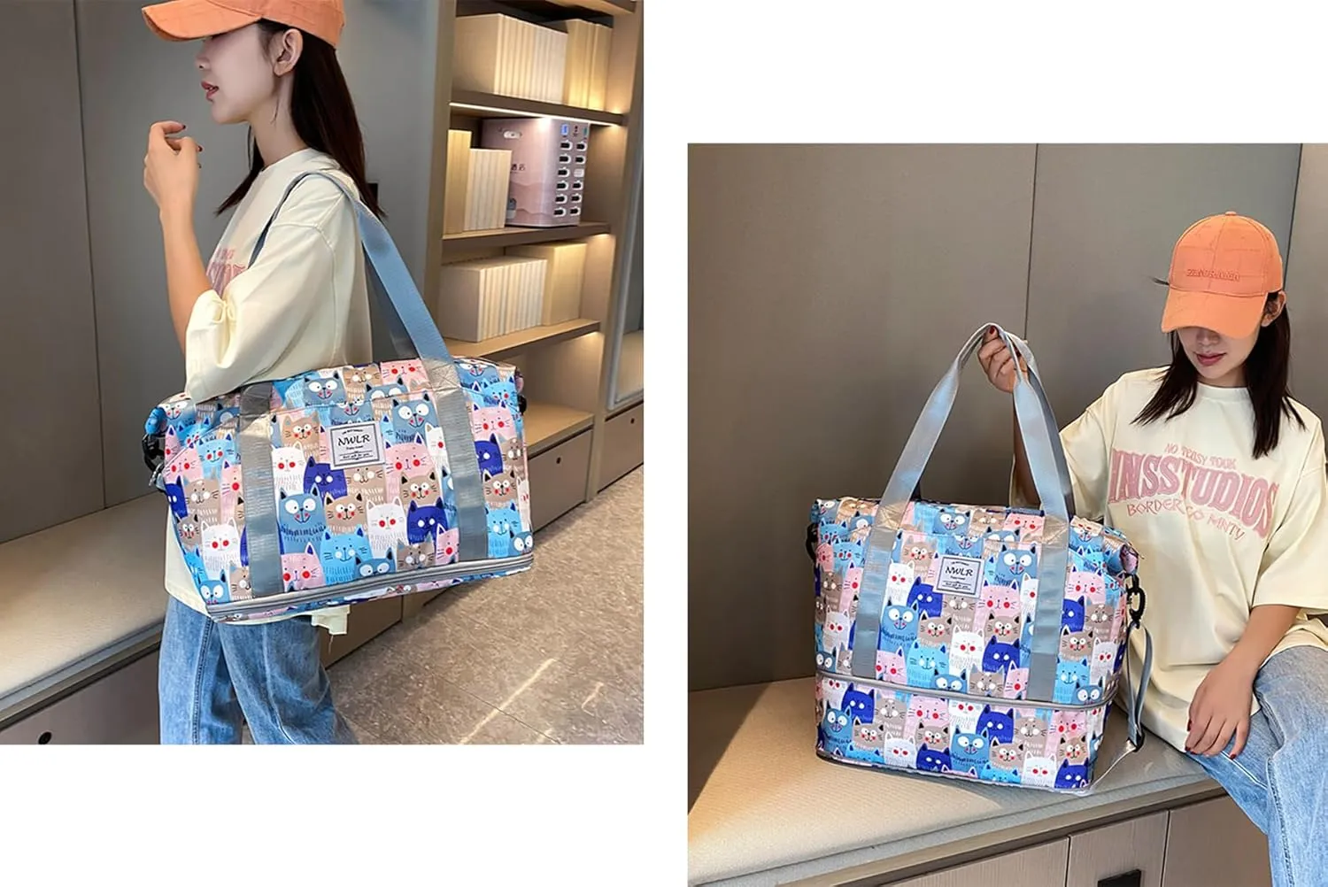 Expandable Travel Duffle Bag Weekender Carry on Overnight Bag Gym Bag for Women
