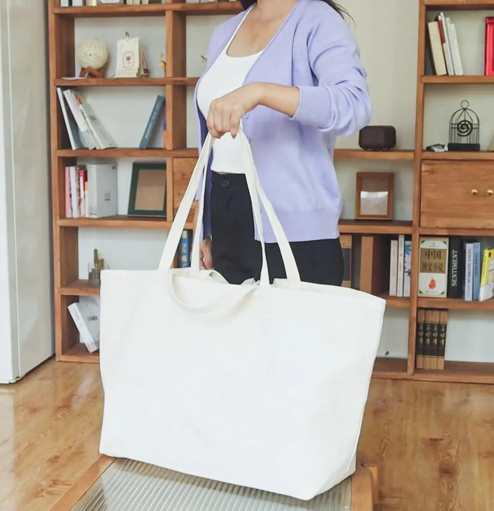 Extra Large Canvas Tote Bag - 27" X 16" X 8" Heavy Duty Reusable Shoulder Bag Personalized Custom Tote for Shopping