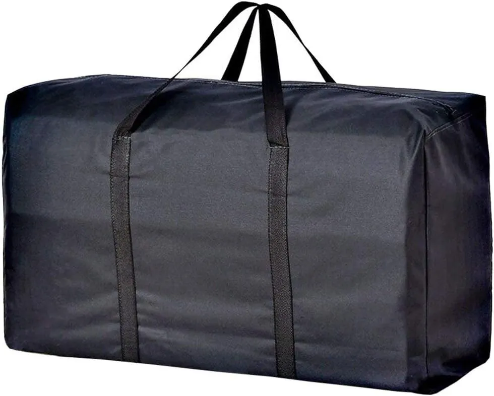 Extra Large Handy Storage Bag Waterproof Heavy Duty Oxford Travel Luggage Caddy Organizer Foldable Quilt Blanket Laundry Bag Weekender Duffel Space Saver Bag with Web Handle (Black, 160L)