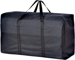 Extra Large Handy Storage Bag Waterproof Heavy Duty Oxford Travel Luggage Caddy Organizer Foldable Quilt Blanket Laundry Bag Weekender Duffel Space Saver Bag with Web Handle (Black, 160L)