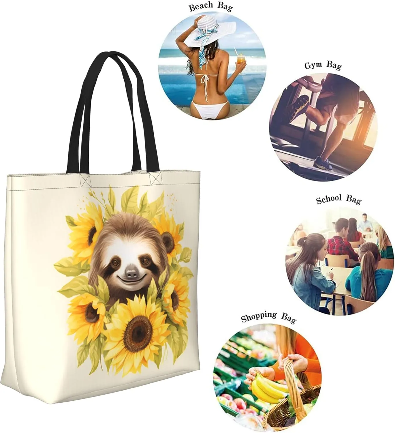 Famame Canvas Tote Bag Large Women Casual Shoulder Bag Handbag Reusable Multipurpose Shopping Grocery Bag For Outdoors…