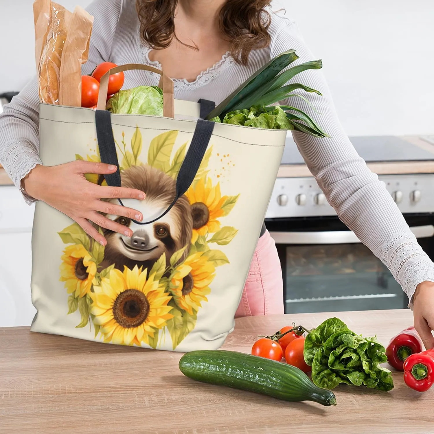 Famame Canvas Tote Bag Large Women Casual Shoulder Bag Handbag Reusable Multipurpose Shopping Grocery Bag For Outdoors…