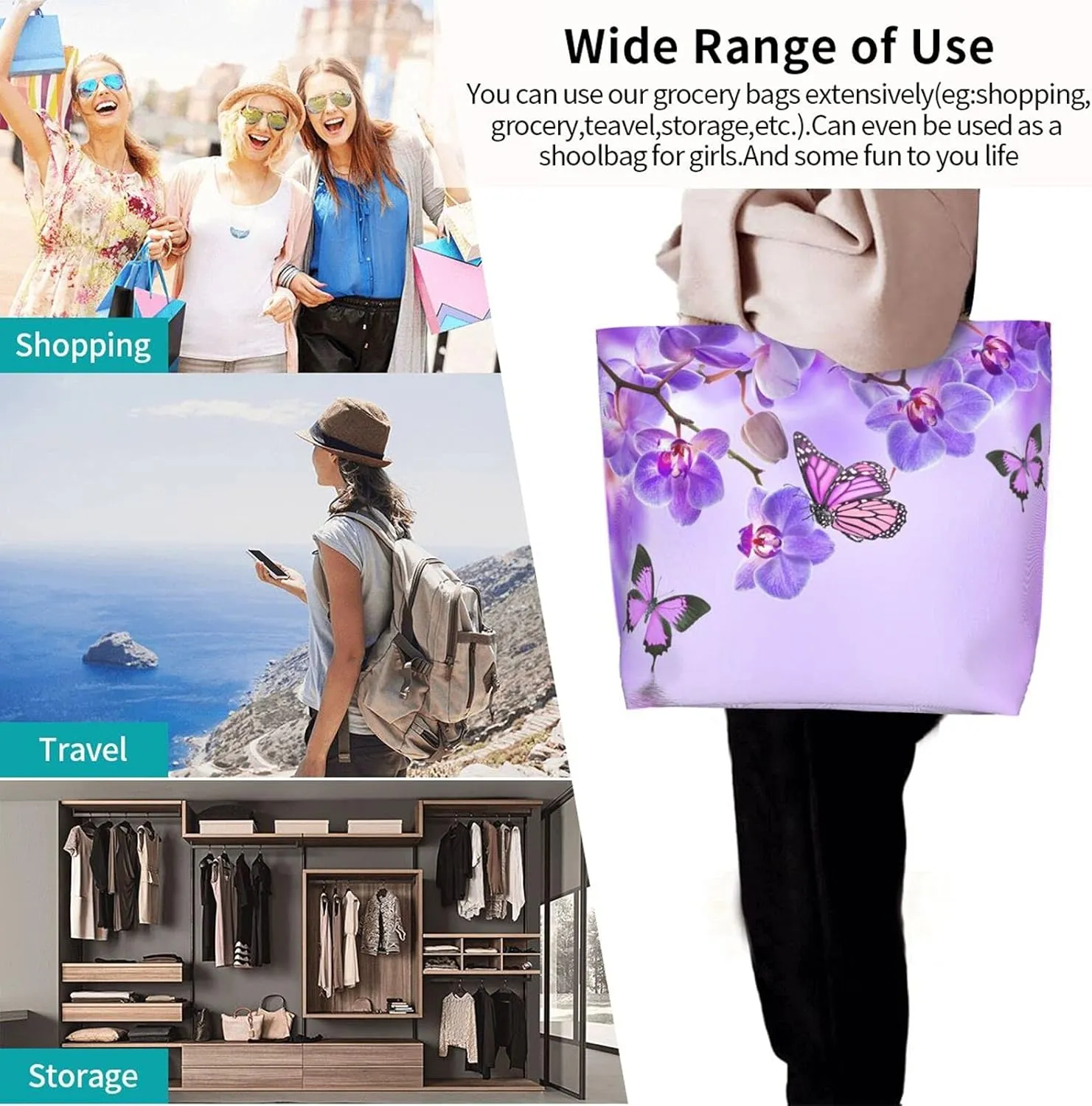 Famame Canvas Tote Bag Large Women Casual Shoulder Bag Handbag Reusable Multipurpose Shopping Grocery Bag For Outdoors…