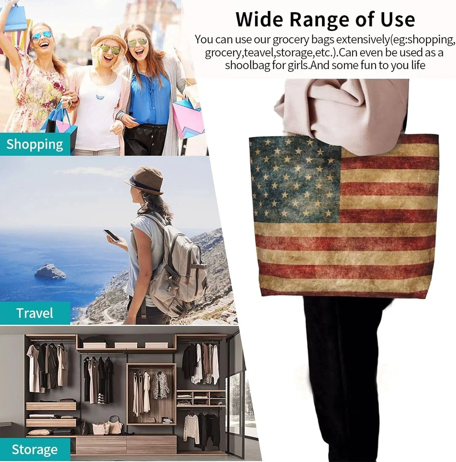Famame Canvas Tote Bag Large Women Casual Shoulder Bag Handbag Reusable Multipurpose Shopping Grocery Bag For Outdoors…