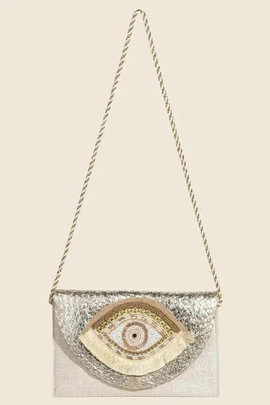 Fame Boho Beaded Eye Pattern Envelope Bag