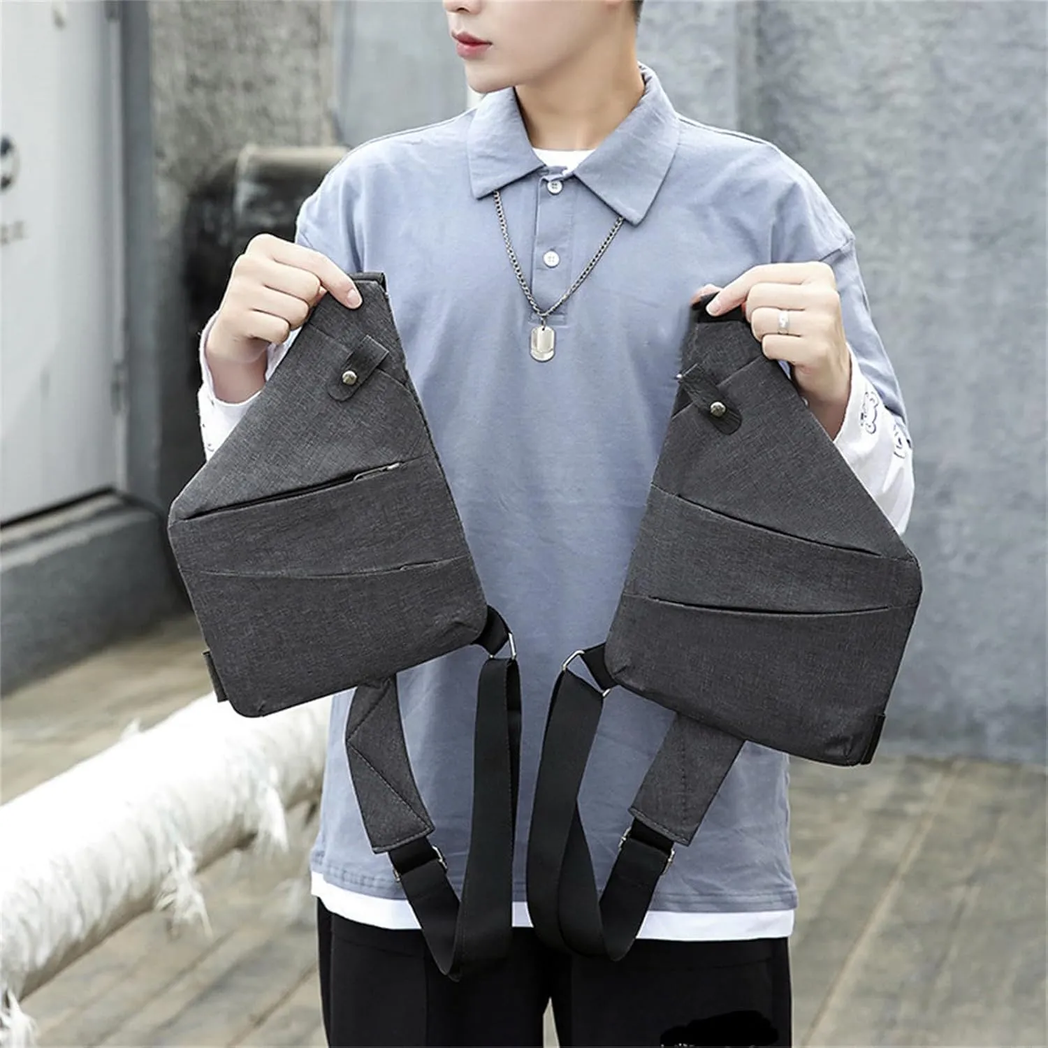 Fashion Anti-Theft Slim Sling Bag,2023 New Sash Bag Personal Pocket Bag for Travel, Side Crossbody Backpack (Blue,Right Shoulder)