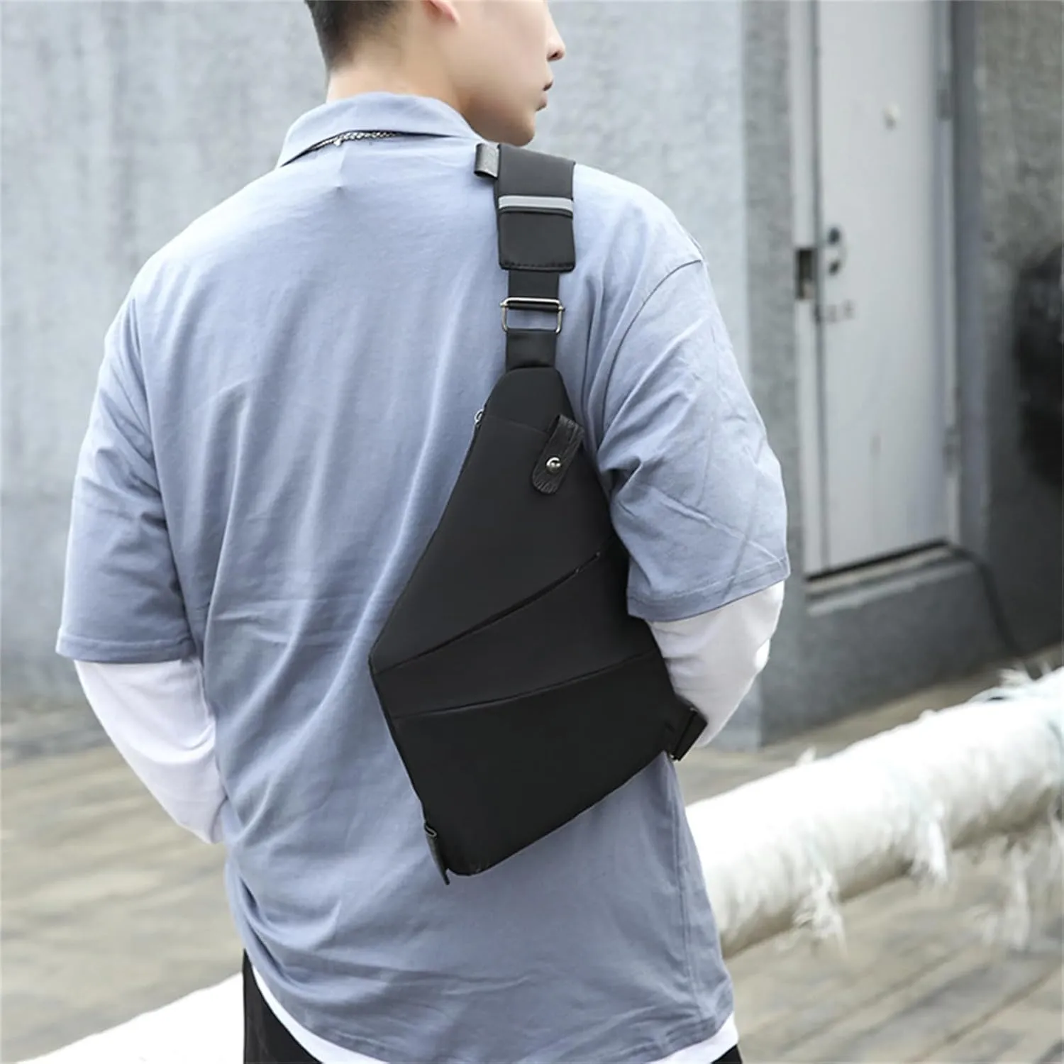 Fashion Anti-Theft Slim Sling Bag,2023 New Sash Bag Personal Pocket Bag for Travel, Side Crossbody Backpack (Blue,Right Shoulder)