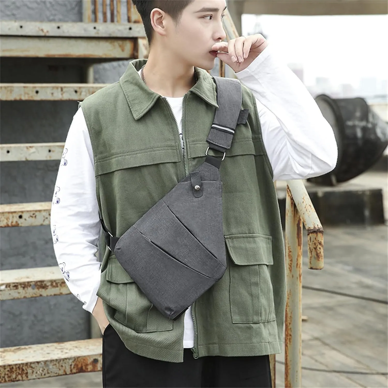 Fashion Anti-Theft Slim Sling Bag,2023 New Sash Bag Personal Pocket Bag for Travel, Side Crossbody Backpack (Blue,Right Shoulder)