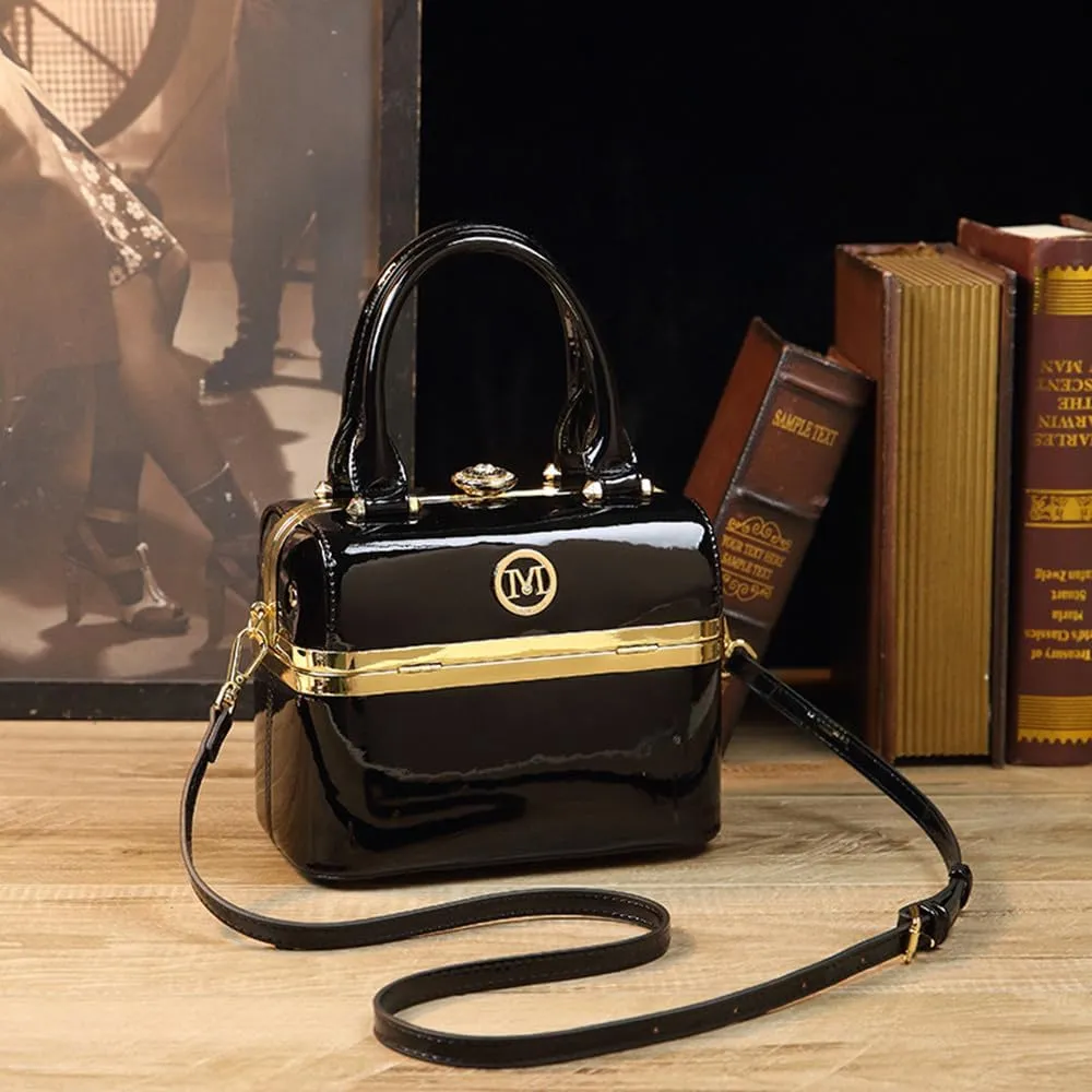 Fashion Women's Top Handle Satchel Handbags Leather Wedding Evening Party Bag Purses Small Hard Box Shoulder Bags