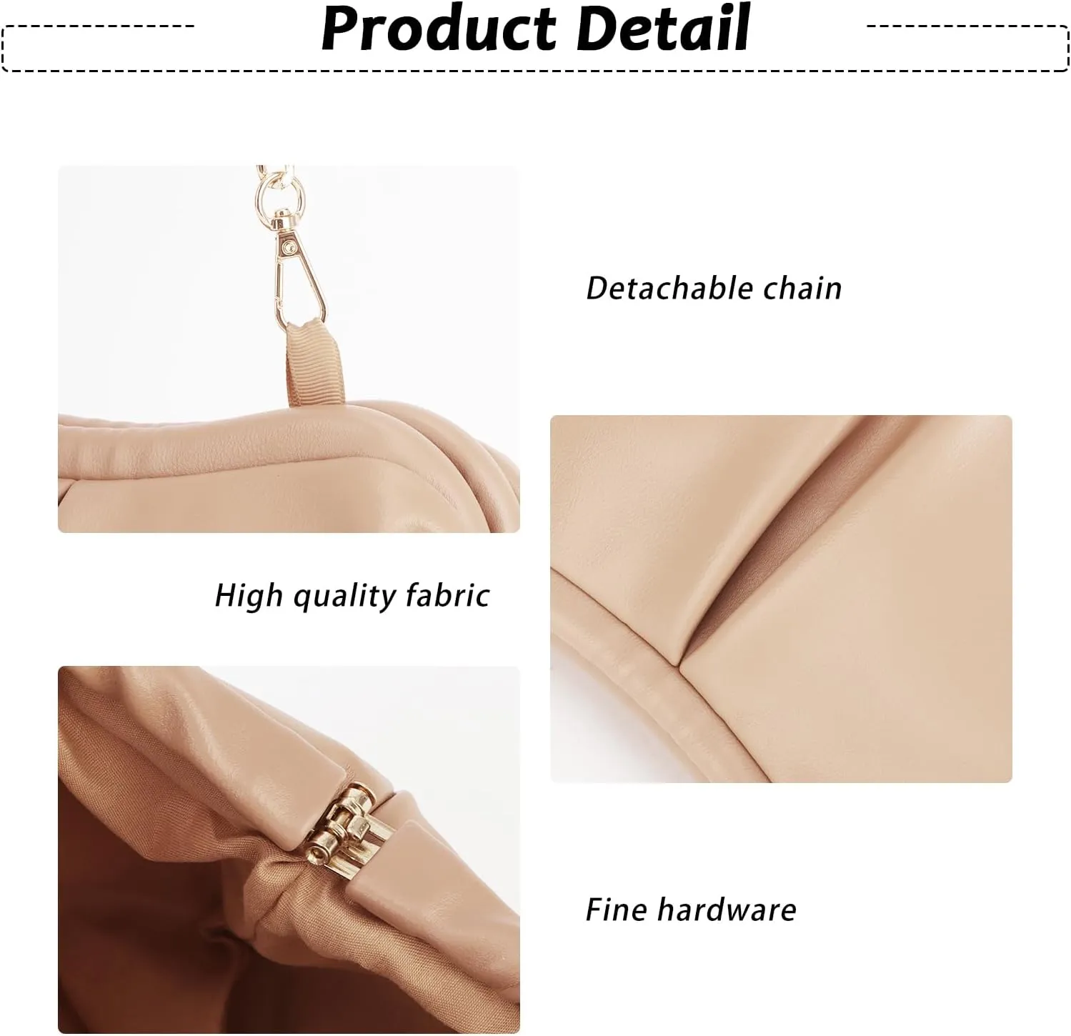 Fecialy Women's PU Leather Clutch Purse Ruched Handbags Formal Evening Bag Chic Soft Dumpling Crossbody Bag Party Wedding
