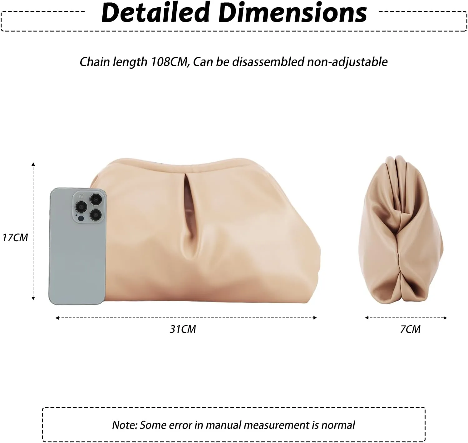 Fecialy Women's PU Leather Clutch Purse Ruched Handbags Formal Evening Bag Chic Soft Dumpling Crossbody Bag Party Wedding