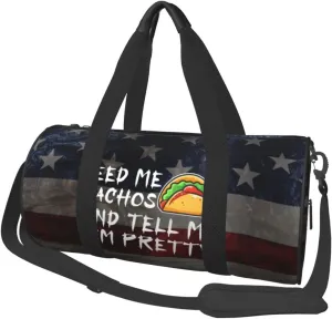 Feed Me Nachos And Tell Me I'M Pretty Duffel Bag Gym Bag Travel Sports Tote Large Foldable Beach Swim Yoga6