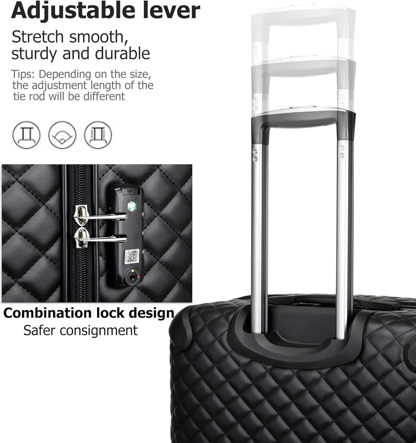 feilario Plaid PU Leather Softshell Luggage Set - 4-Piece Expandable Suitcases with Spinner Wheels - Includes Large Travel Bag, 20-Inch Carry On, 24-Inch & 28-Inch Suitcases