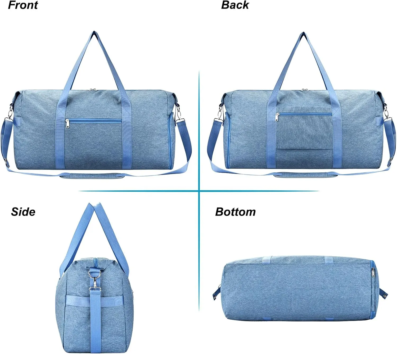 Felipe Varela For Spirit Airlines Personal Item Bag 18x14x8, Foldable Travel Duffel Bags Small Overnight weekender Gym Duffle Carry on Luggage Underseat Bag with Wet Pocket(Blue, 30L)