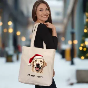 Festive Labrador Retriever Organic Canvas Tote – Holiday Cheer for Dog Lovers