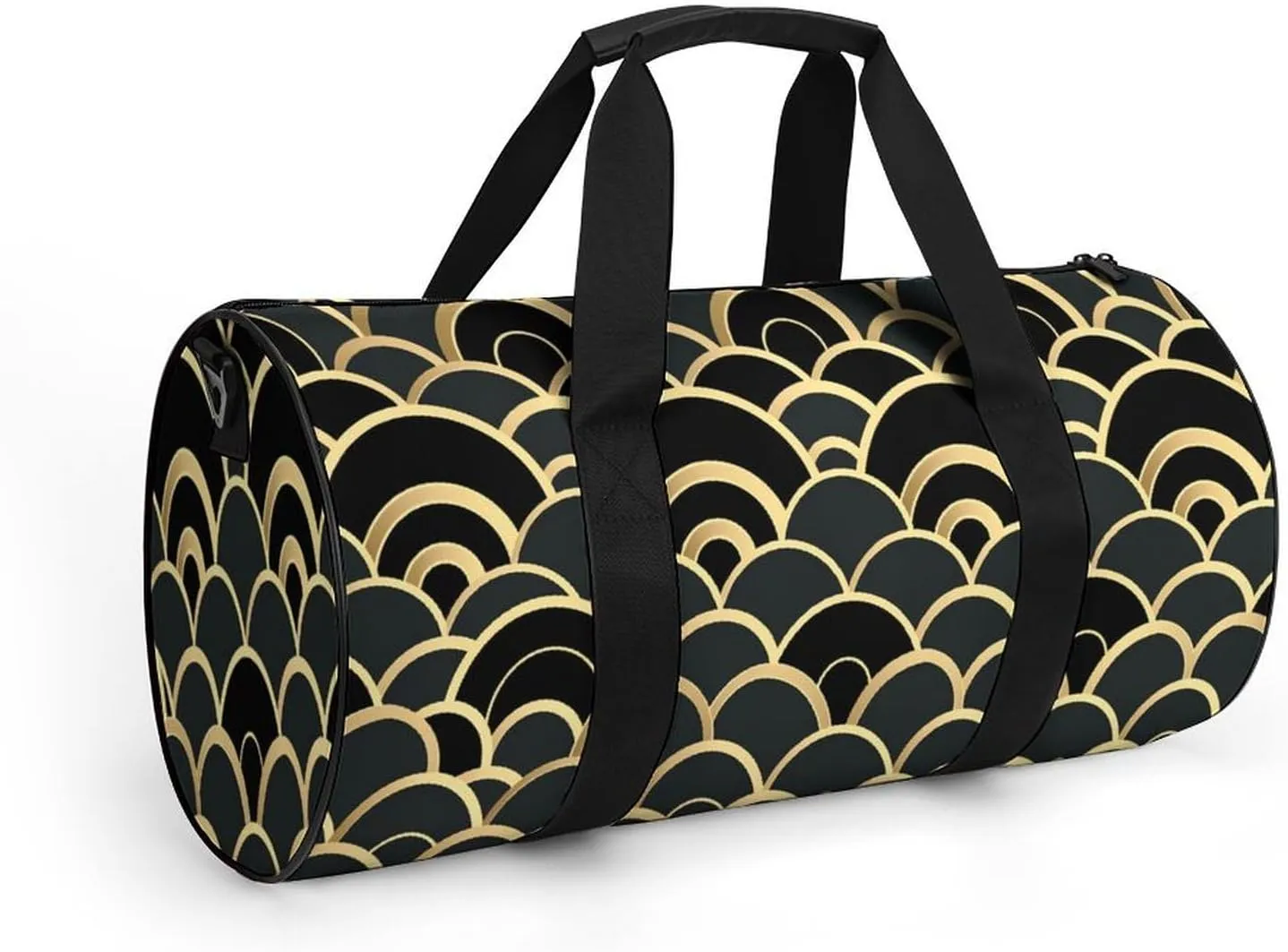 Fish Scale Pattern Travel Gym Bag for Women Men Single Color Cylindrical Duffle Bag Sport Workout Bag with Shoulder Strap