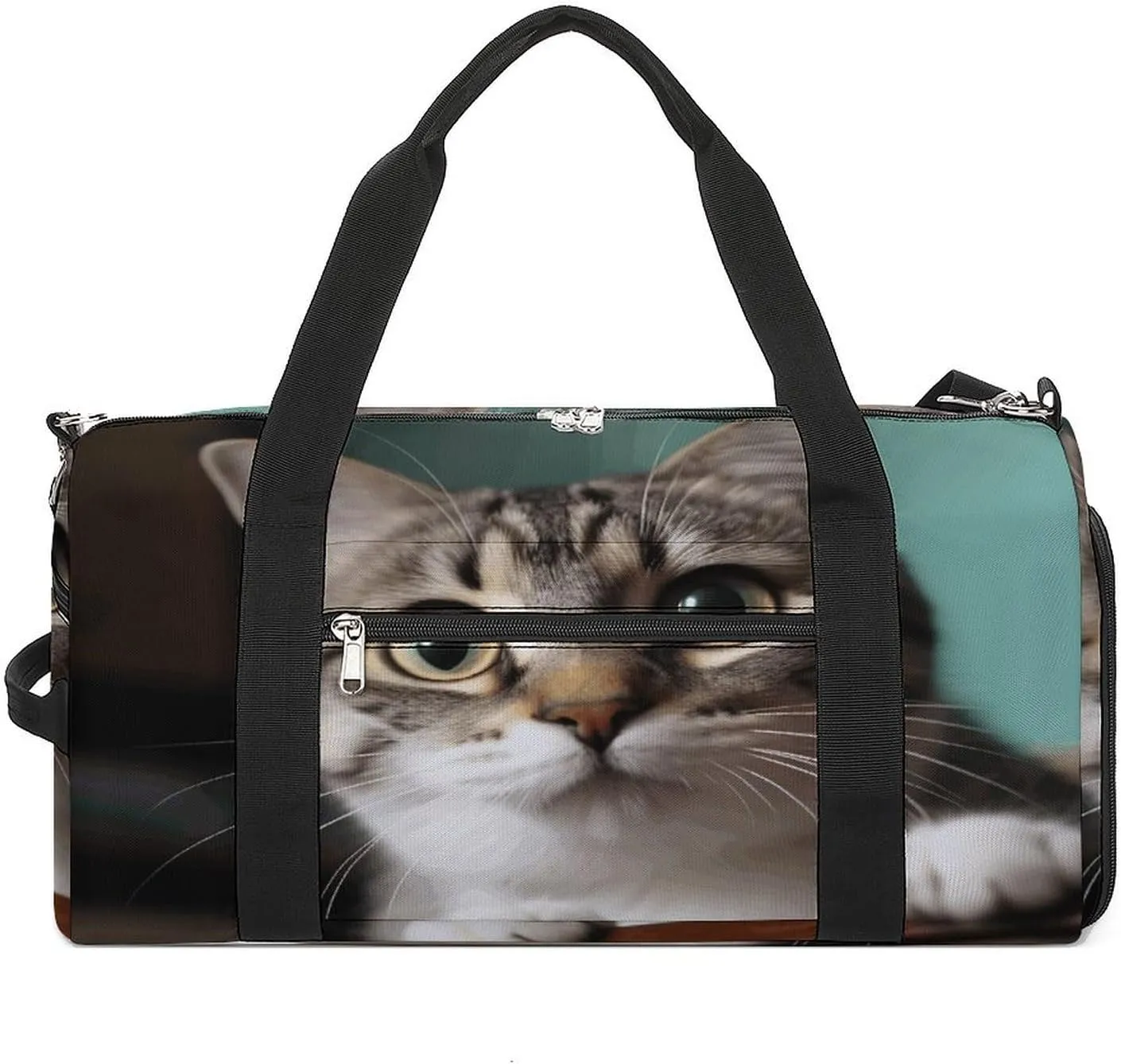 Fitness Bag,A Curious Cat Print Gym Bag,sports Travel Fitness Bag,essentials Gym Bag,gym Bag with Shoe Compartment