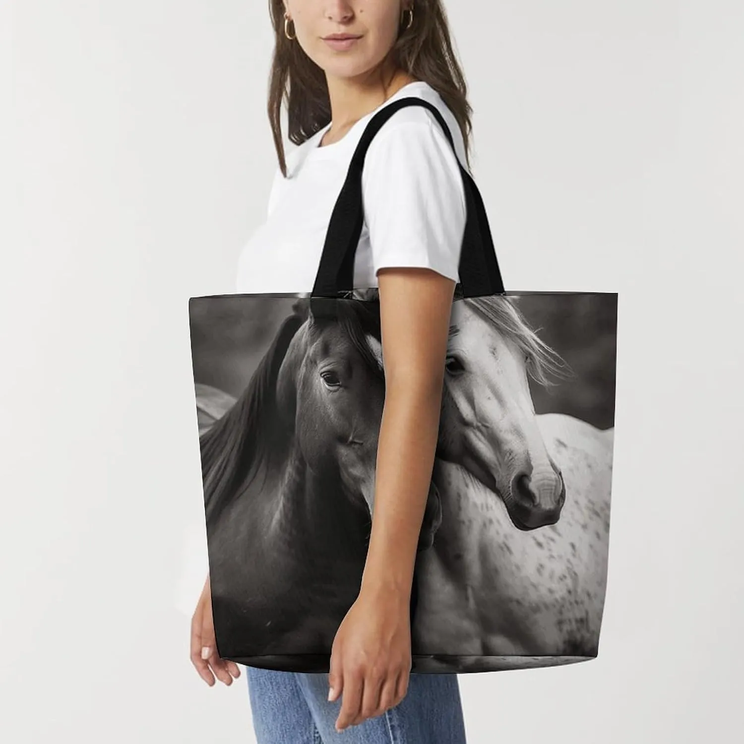 Flag And Eagle Tote Bag for Women Reusable Grocery Shoulder Bags Shopping Bag for Travel, Groceries