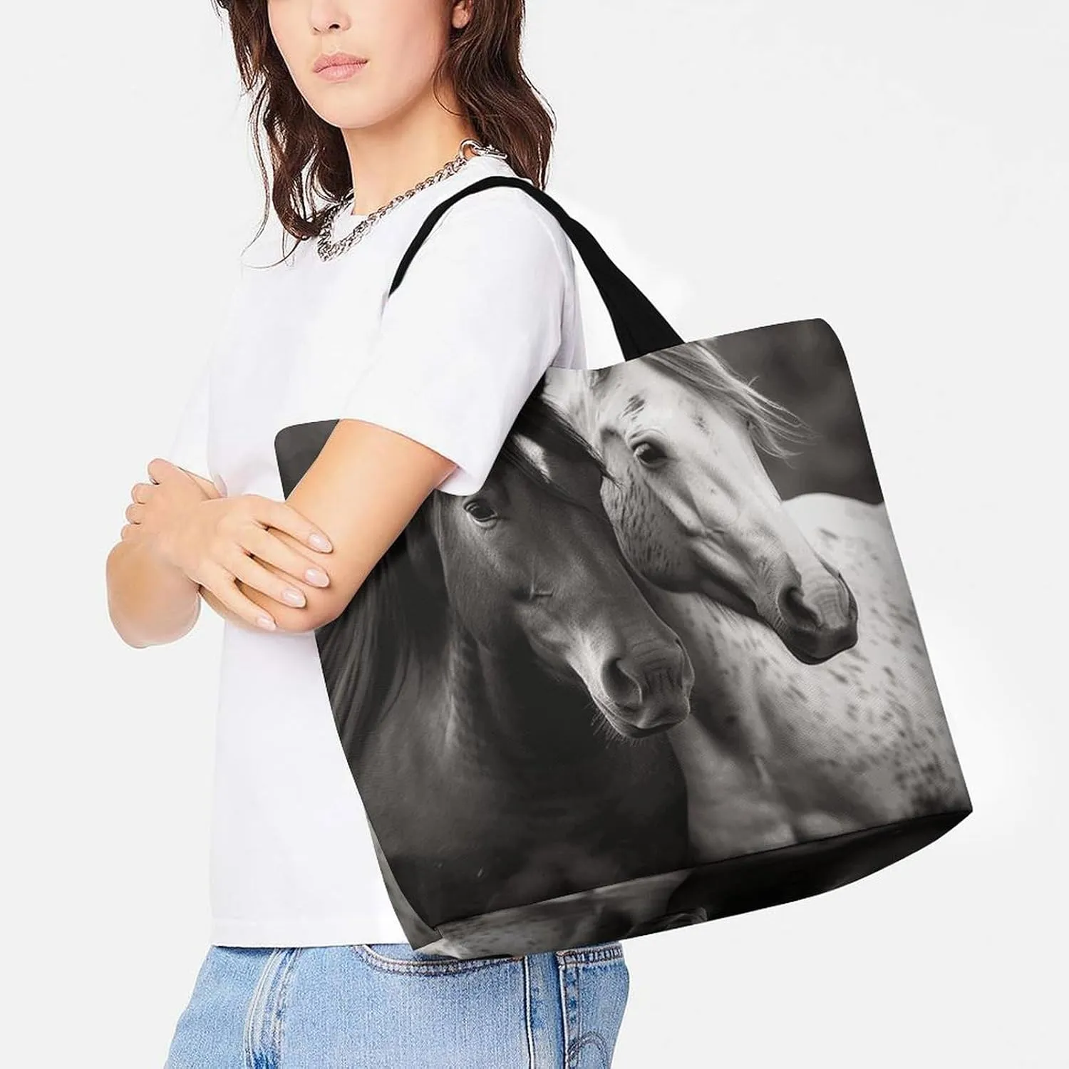 Flag And Eagle Tote Bag for Women Reusable Grocery Shoulder Bags Shopping Bag for Travel, Groceries
