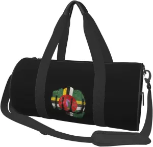 Flag of Dominica Fist Power Convertible Garment Bag with Shoulder Strap, Carry on Garment Duffel Bag for Men Women - Rolling Foldable for Travel Luggage Bags (Black)