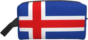 Flag Of Iceland Print Travel Toiletry Organizer Bag, Cosmetic & Storage Pouch For Travel And Daily Use