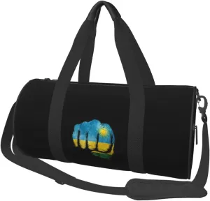 Flag of Rwanda Fist Power Convertible Garment Bag with Shoulder Strap, Carry on Garment Duffel Bag for Men Women - Rolling Foldable for Travel Luggage Bags (Black)