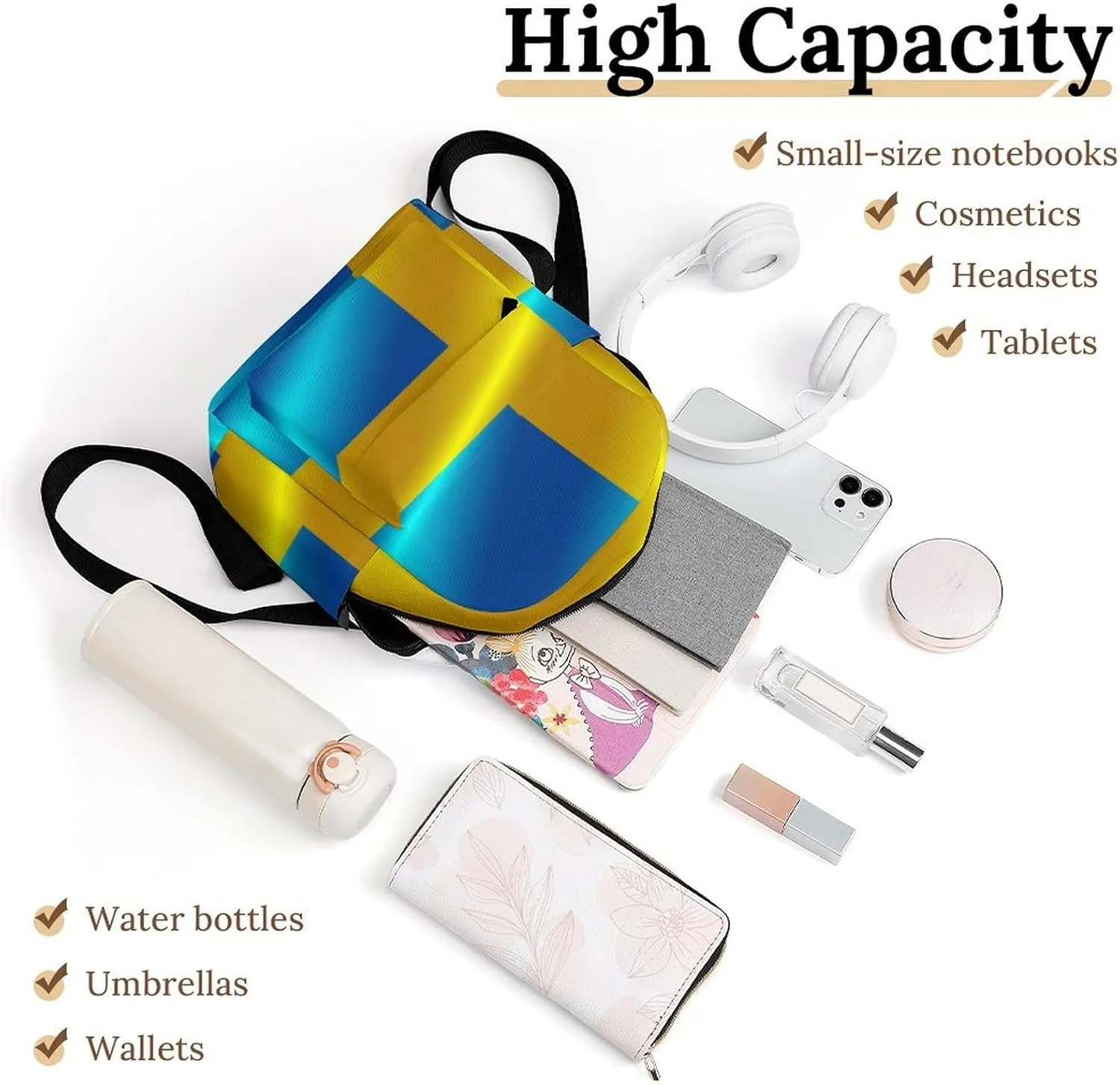 Flag of Sweden Backpack Mini Backpack Purse for Women