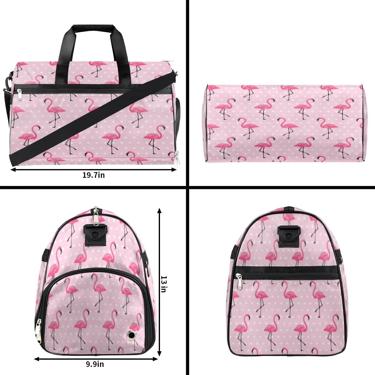 Flamingos Paint Sports Gym Bag for Women Men Travel Duffel Bag with Wet Pocket & Shoes Compartment Waterproof Weekender Overnight Tote Carry on Bag Lightweight