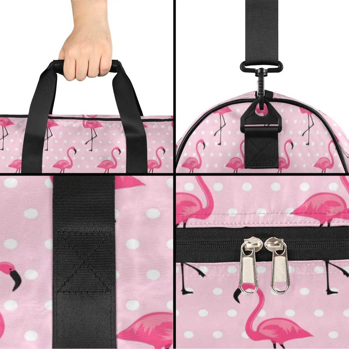 Flamingos Paint Sports Gym Bag for Women Men Travel Duffel Bag with Wet Pocket & Shoes Compartment Waterproof Weekender Overnight Tote Carry on Bag Lightweight
