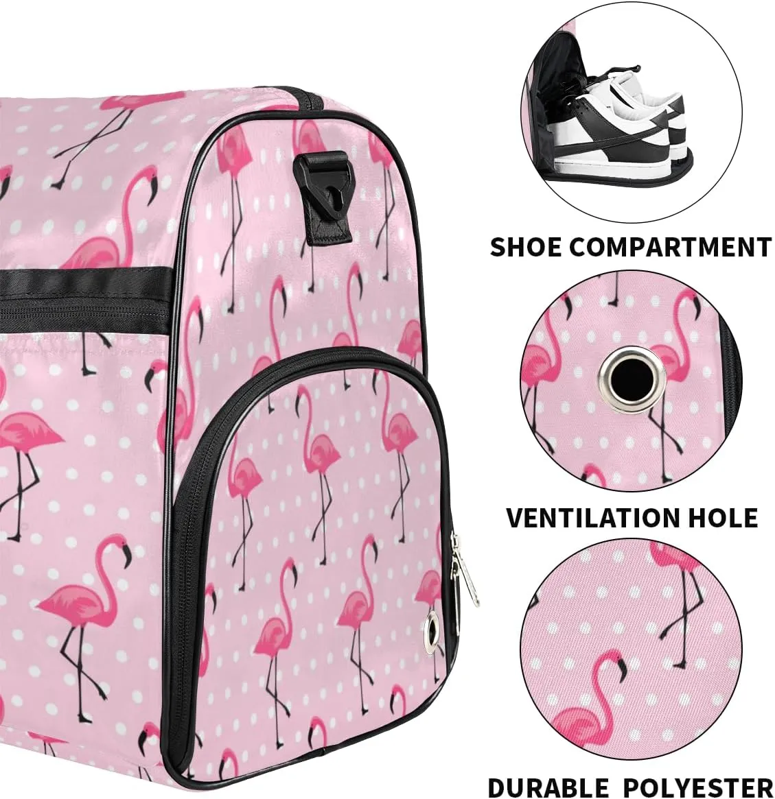 Flamingos Paint Sports Gym Bag for Women Men Travel Duffel Bag with Wet Pocket & Shoes Compartment Waterproof Weekender Overnight Tote Carry on Bag Lightweight