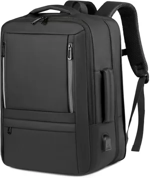 Flight-Approved 35L Carry-On Travel Backpack – Expandable Suitcase-Style Luggage with 15” Laptop Compartment | Business Daypack for Men Women – Black