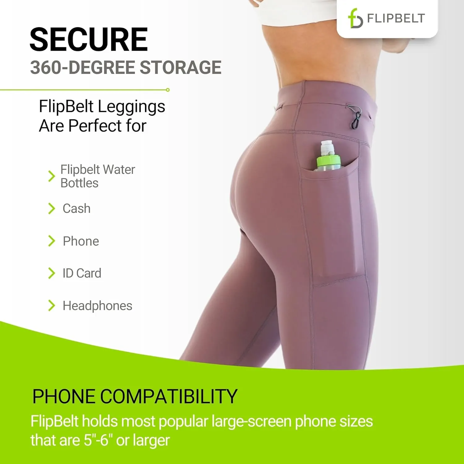 FlipBelt Women's Mid-Weight Leggings Workout with Pockets
