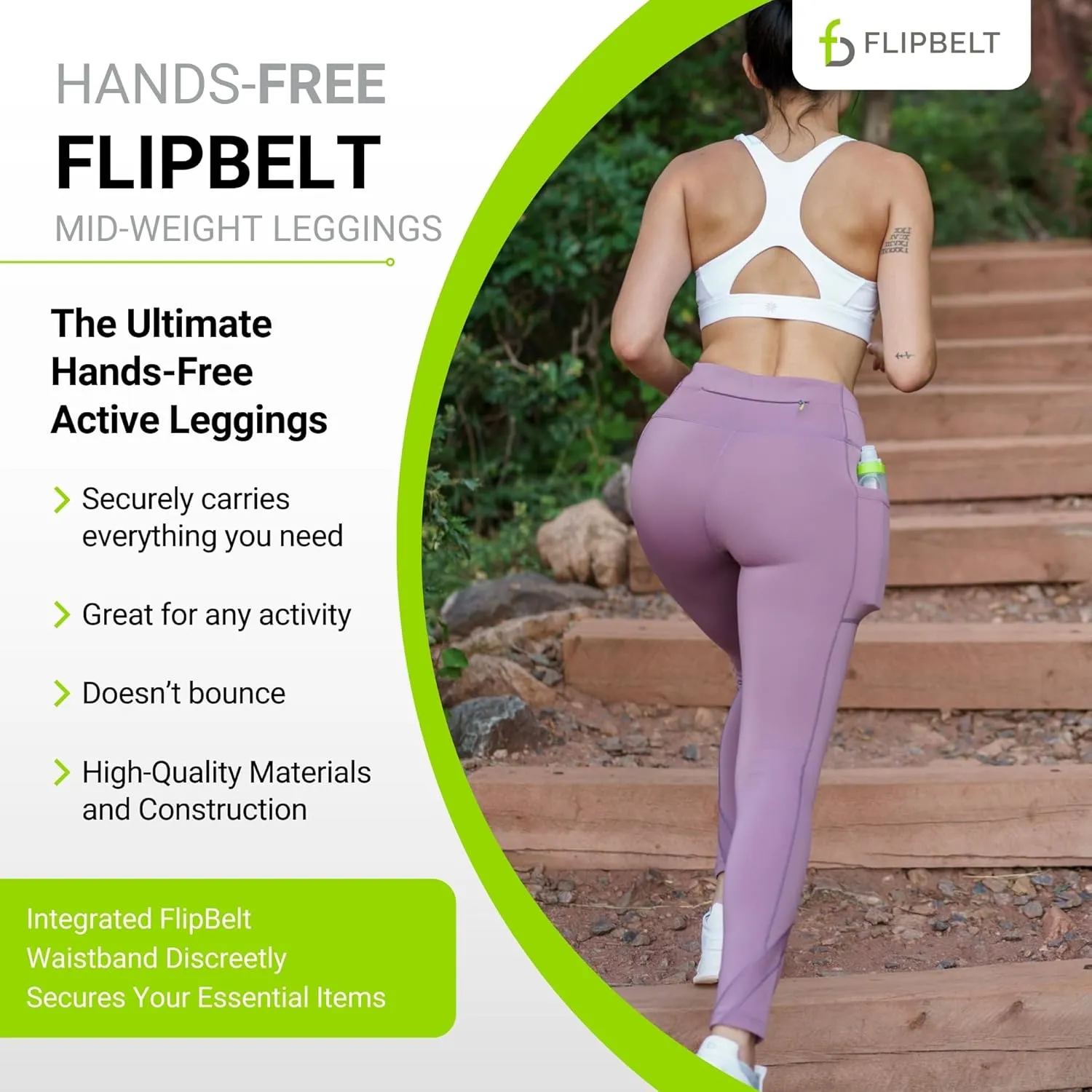 FlipBelt Women's Mid-Weight Leggings Workout with Pockets