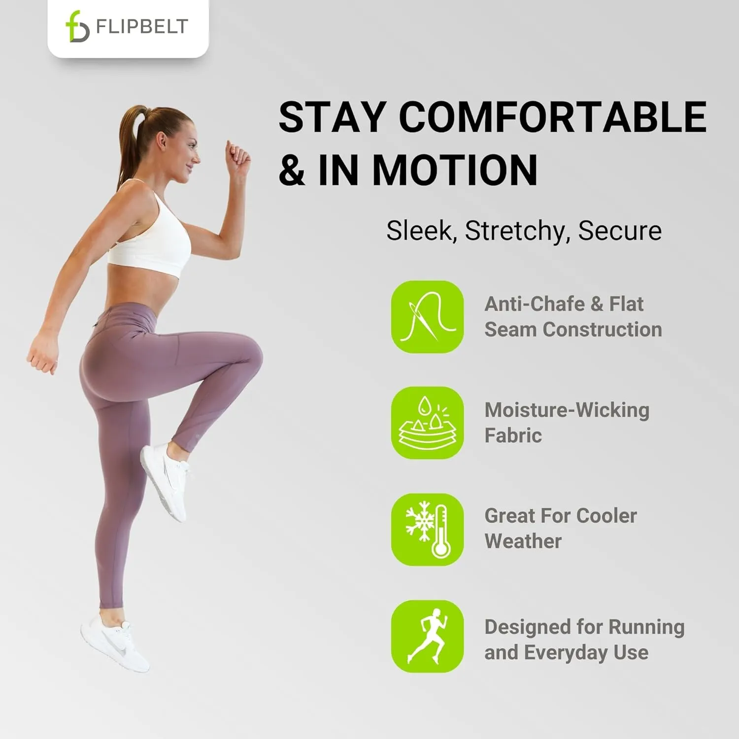 FlipBelt Women's Mid-Weight Leggings Workout with Pockets