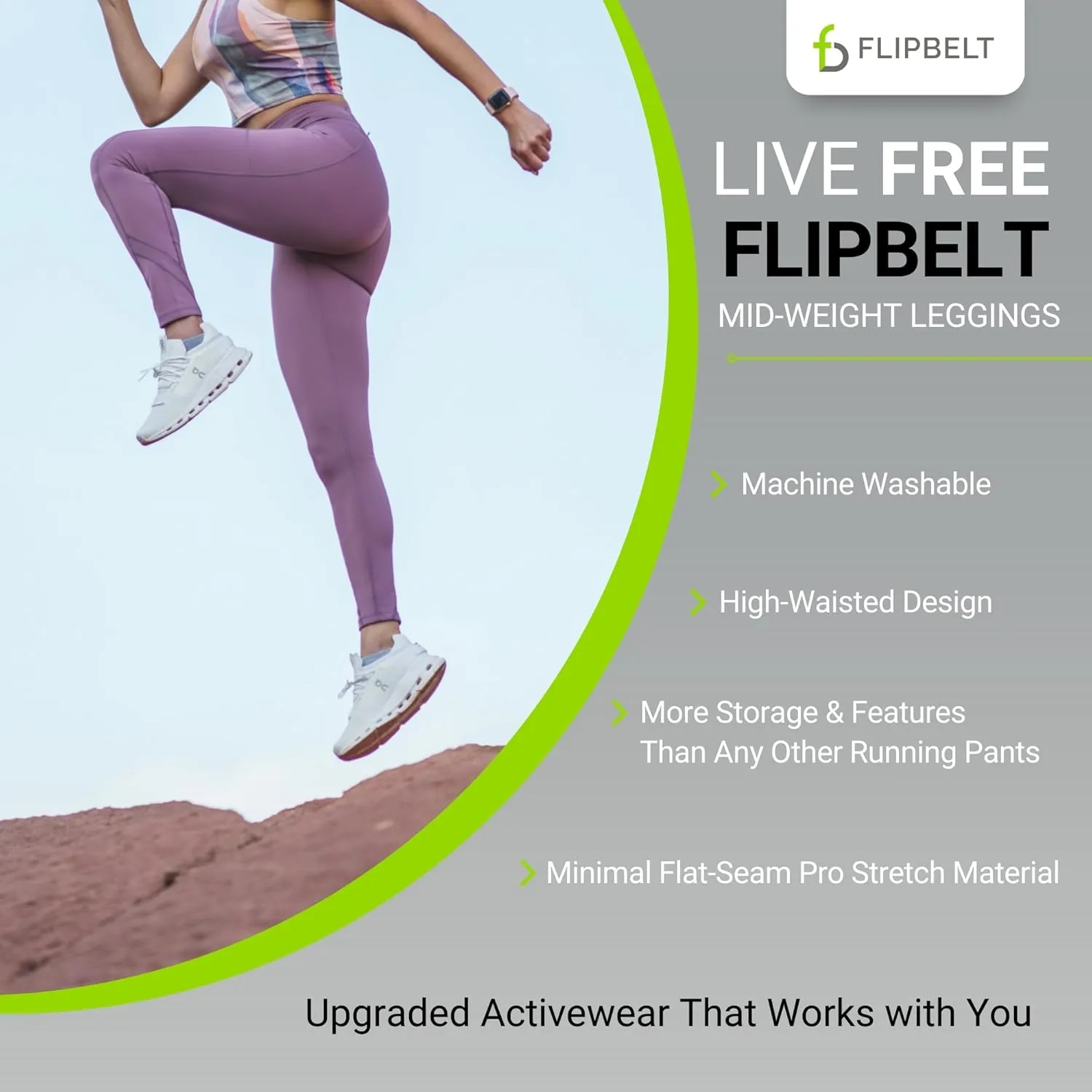 FlipBelt Women's Mid-Weight Leggings Workout with Pockets