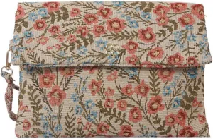 Floral Clutch Purse Bag for Women Embroidery Flower Evening Handbags,Colorful Soft Woven Wristlet Envelope Wallet