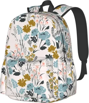 Floral Pattern Waterproof Backpack Adjustable Shoulder Straps Bag Large Capacity Casual Daypack Bookbag For Travel Work