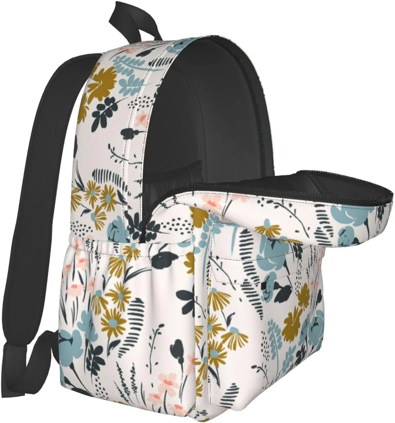 Floral Pattern Waterproof Backpack Adjustable Shoulder Straps Bag Large Capacity Casual Daypack Bookbag For Travel Work