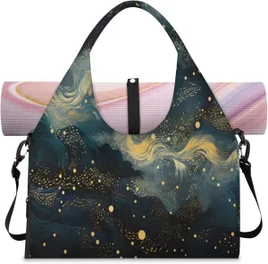 Flow Nebula Dream Waterproof Gym Bag for Men Women, Sports Duffel Bag with Shoe Compartment Yoga Mat Holder, Portable Large Travel Bag for Fitness, Camping, Weekend Trips